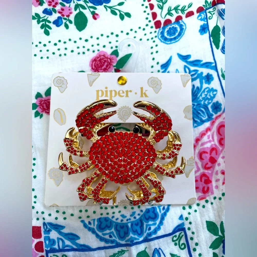 NWT Piper K Bejeweled Crab Hair Clip